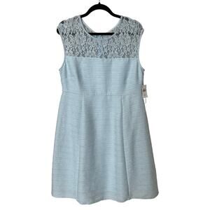 Motherhood Maternity Blue Lace Yoke Fit & Flare Dress Size Large Baby Shower NWT